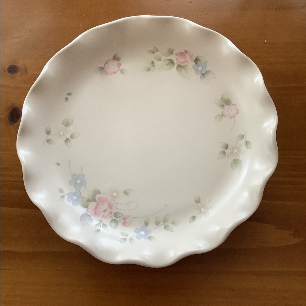 Phaltzgraff Tea Rose Floral Round 12” Scalloped fluted serving plate